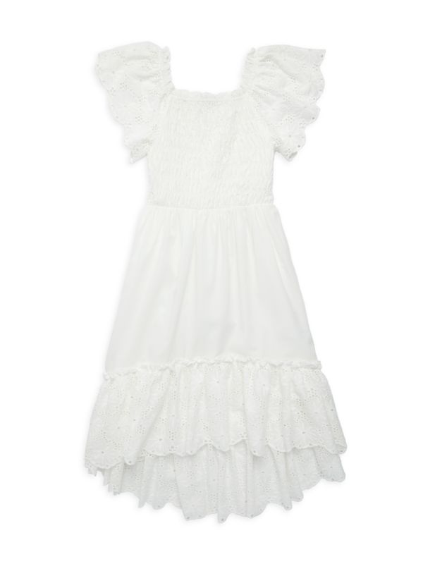 Hannah Banana ?Girl's Flutter Smocked Eyelet Dress